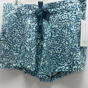 Athleta Women's Clouded Leopard Print Size Medium Blue Teal Shortie Shorts